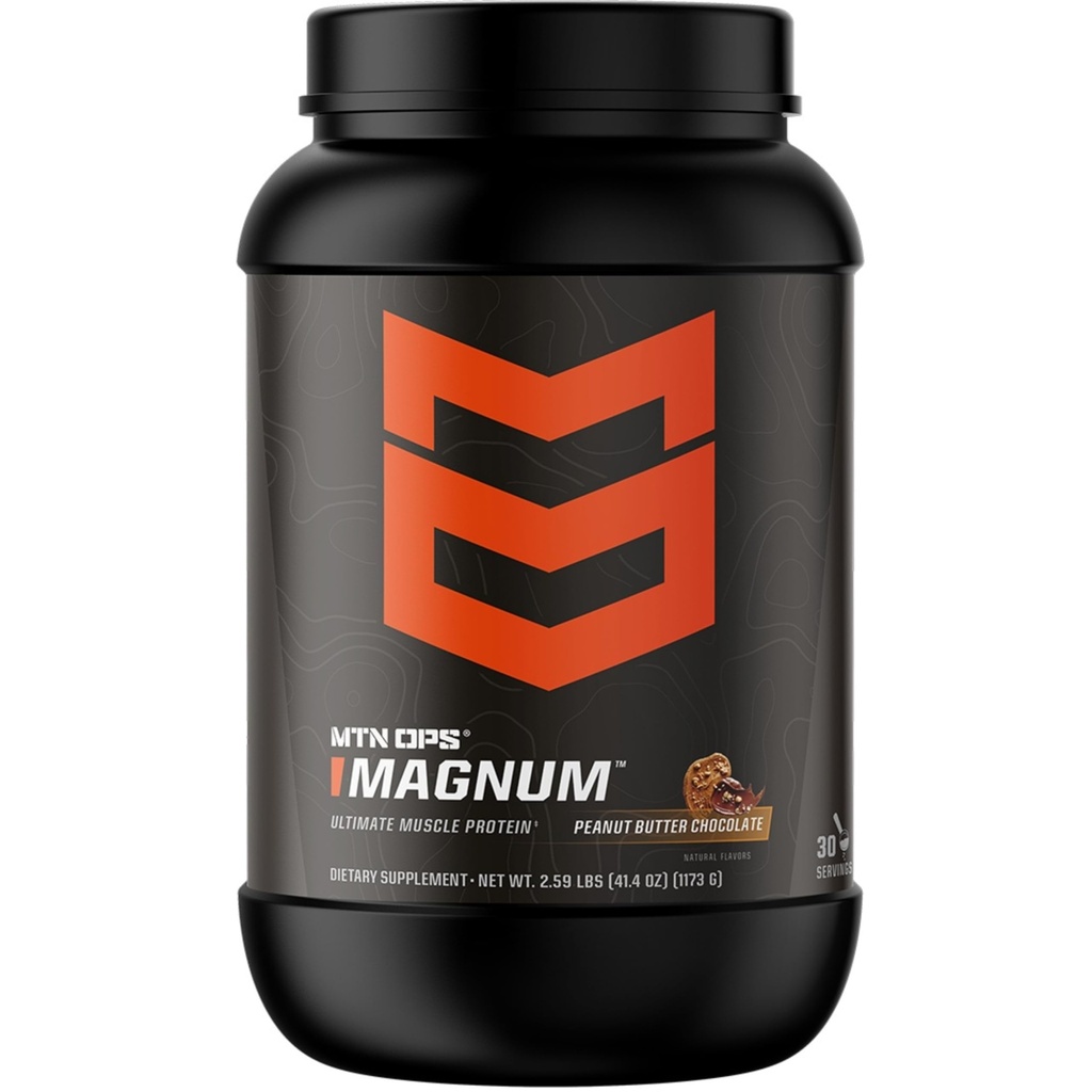 MTN OPS Magnum Peanut Butter Chocolate Protein Powder, 23g of Whey Isolate Protein & Milk Protein with BCAAs, Zero Sugar & Gluten Free, 30-Servings