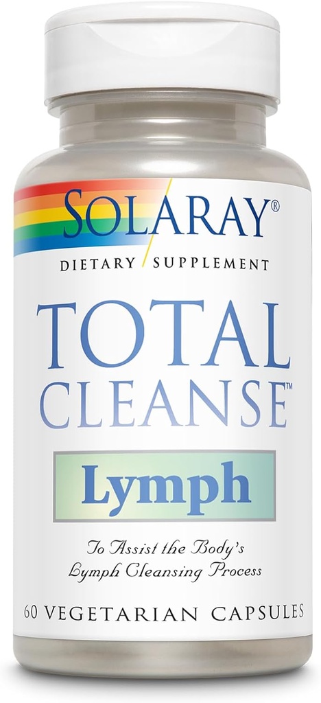 SOLARAY Total Cleanse Lymph - Herbal Wellness Complex - Ginger Root, Echinacea, Yerba Mate, Burdock Root, Red Clover, Gotu Kola e Horse Chestnut Supplement, 60 dias de garantia, 60 VegCaps, 30 Servings