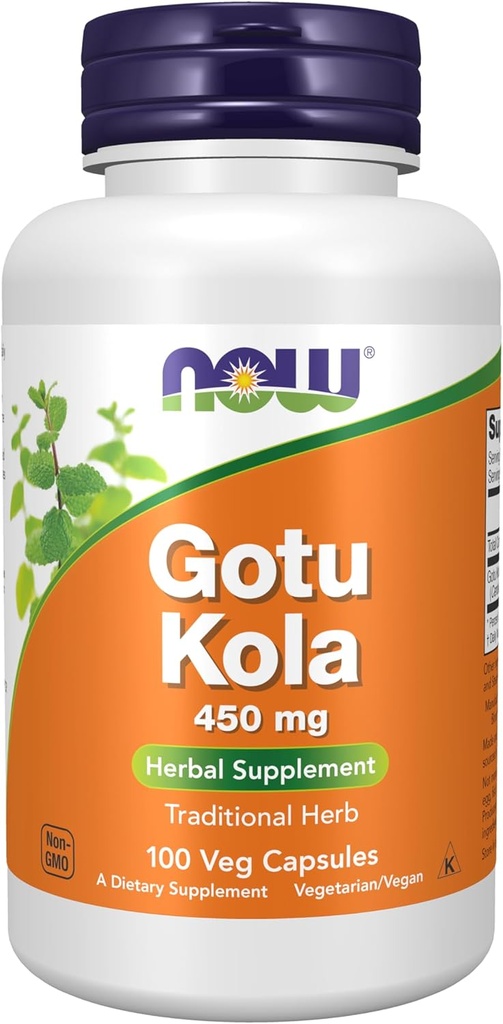 Teraz żywności Suplementy, Gotu Kola (Centella asiatica) 450 mg, Ziołowy Suplement, 100 Kapsułki Veg