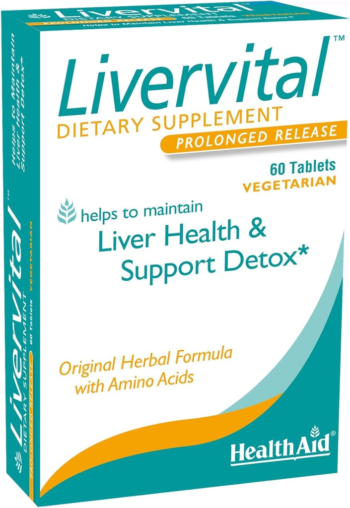 HealthAid LiverVital — Once-Daily Herbal Liver Support with Milk Thetle, Dandelion, Turmeric & Artichoke Plus Methionine, Choline & Inositol — 蔬菜, 60片