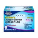 Ohm Children's Allergy Medicine, Loratadine 5mg, Chewable Tablets (30 Count) Grape Flavor, Non-Drowsy Antihistamine, 24-Hour Allergy Relief for Runny Nose, Watery Eyes, Itchy Throat & Nose