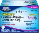 Ohm Children's Loratadine Allergy Chewable Tablets - Dye Free, Grape Flavor, Non-Drowsy 24 Hour Relief, Antihistamine för inomhus och utomhusallergier - 30 tabletter