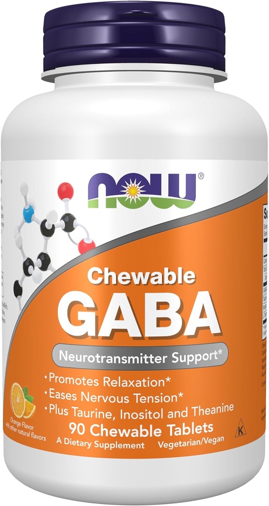 이제 식품 보충제, GABA (Gamma-Aminobutyric Acid), Neurotransmitter 지원 *, 오렌지 맛, 90 화학 물질