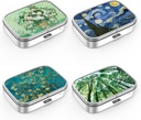 Kotak Pil 2 Comment Medicine Pill Case, Portable Pill Box for Pocket or Purse Pill Box Decorative Metal Metal Metal Vitamin Organizer Unique Gift (4PCS)