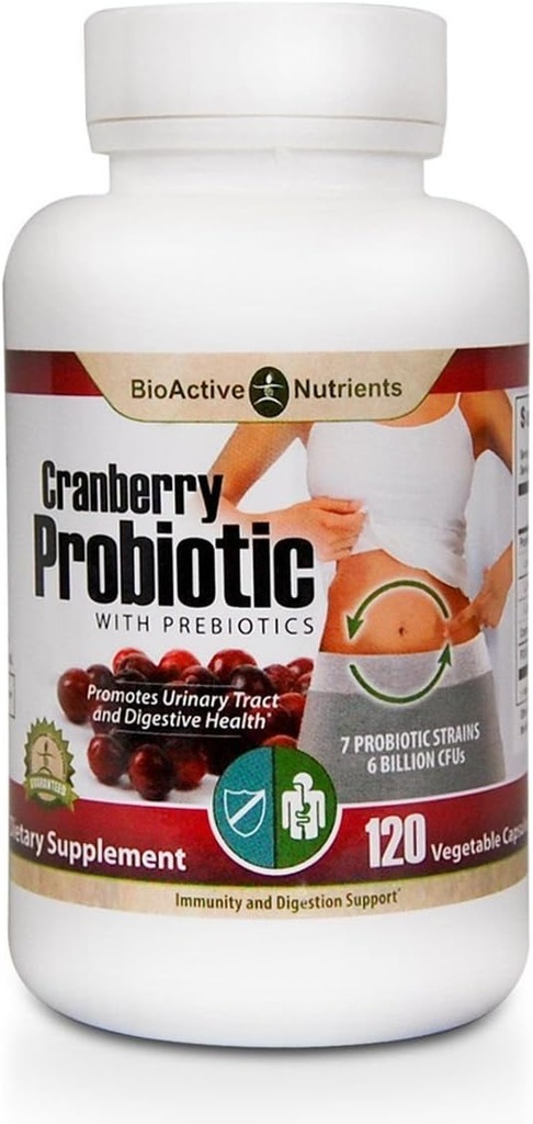 BIOACTIVE NUTRIENTI Probiotici di mirtillo con prebiotici, 120 capsule - 7 strati, 6 miliardi di CFU