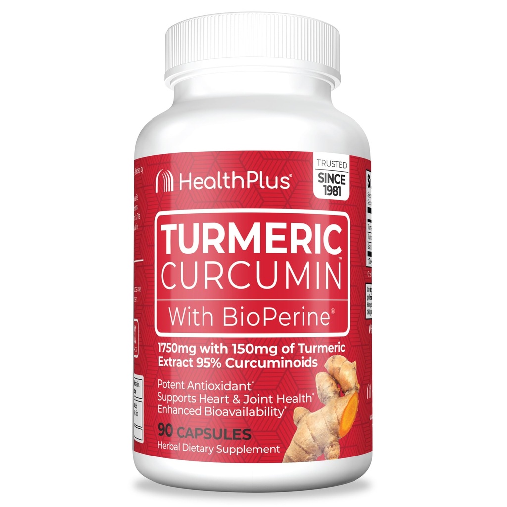 Health Plus Turmeric Curcumin, 90 Capsules, 30 Serving