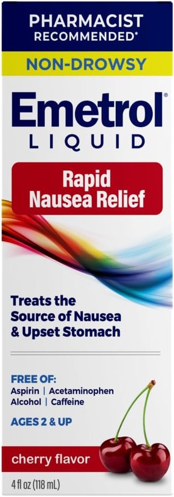 Emetrol no-Drowsy Nausea subtitoli - Medicalencia de l'ajuda de Upmach - Puntuista recomanat Nasea Medicine - Cir Flavor - 4fl Oz