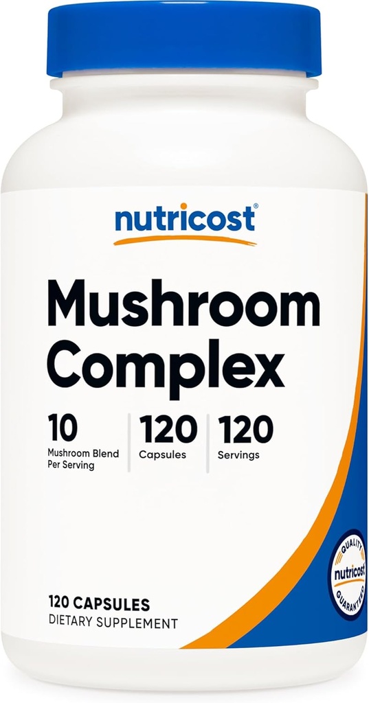 Nutricost Mushroom Complex Supplement,120 Capsules - 10 Mushro Mlend(与Reishi,Maitake,Shiitake,Lion's Mane,以及更多) - 非GMO和Gluten Free(无)