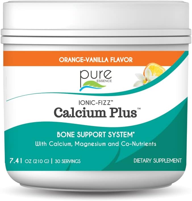 Ionic Fizz Calcium Plus by Pure Essence - Perfect Calcium/Magnesium Ratio with Vitamin A, B, C, D and Potassium Strong Bones - Orange Vanilla - 7.41 oz