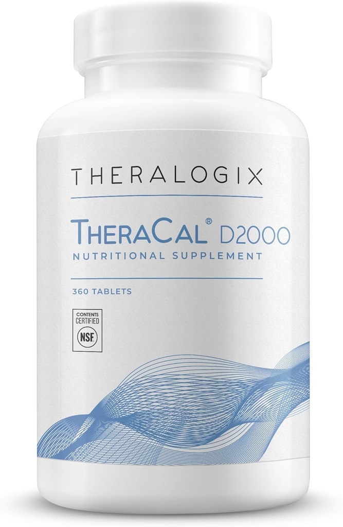 Theralogix TheraCal D2000 - Поддръжка на костите с калций, магнезий, витамин D3, витамин K2 и бор * - 90-дневни доставки - NSF Сертифицирани - 360 таблетки