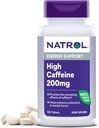 Natrol High Caffeine 200 מ"ג לשרת, תמיכה באנרגיה עבור מבוגרים, 100 טבליות, 100 יום אספקה