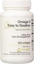 Omega-3 'Fácil de engolir' Suplemento de óleo de peixe ultra-puro Natural limão sabor 100 Softgels