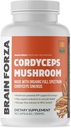Brain Forza Organic Cordyceps Capsule - Cordyceps Sinensis Mushroom Low-Oxygen Cresciuto negli Stati Uniti, Non-GMO, Vegan, Organic, 90 Capsule