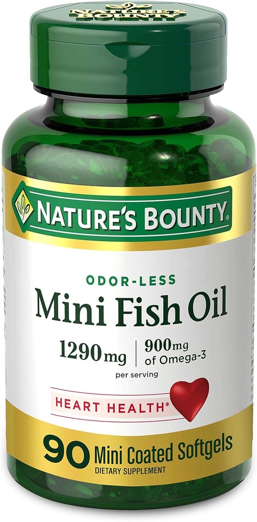 Bounty Mini Fish Oil, 1290mg, 900mg di Omega-3, 90 Softgels
