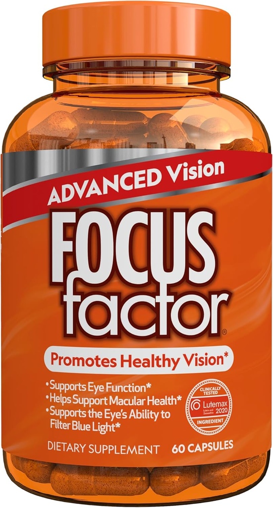 Focus Factor Advanced Vision Formula (60 Count) - Vitamine Occhiali con Vitamina C, Vitamina E, Lutemax® 2020 - Lutein e Zeaxanthin Supplemento per il supporto per la salute degli occhi