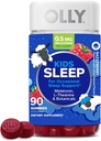 OLLY Kids Sleep Gummy, Occasional Sleep Support, 0.5 מ"ג מלטונין, L Theanine, Chamomile, and Lemon Balm Extracts, Childrens Chewable, Raspberry Flavor - Count 90