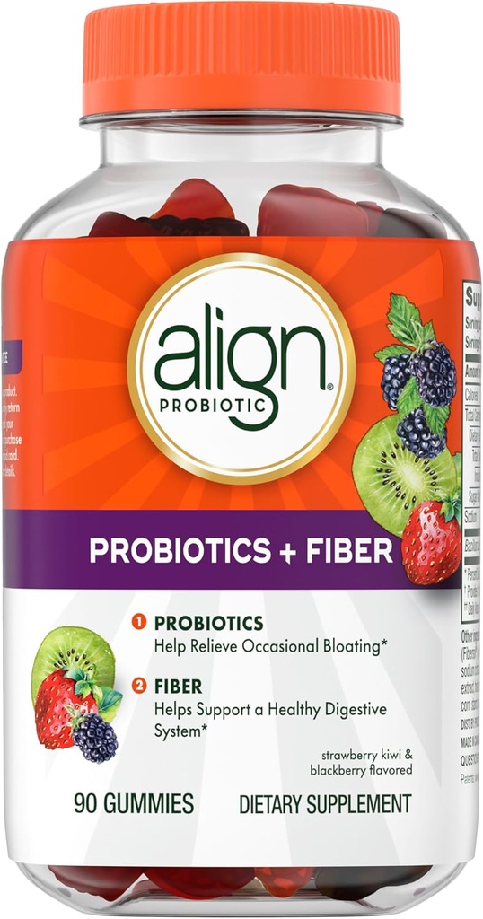 Align Probiotikas, Probiotikai + Fiber, Probiotikai Pagalba lengvinti retkarčiais Bloating *, Pluoštas Padeda palaikyti sveiką Digestic System *, # 1 Rekomenduojamas Probiotinis prekės ženklas ‡, 90 Gummies