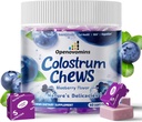 Bovine Colostrum Soft Chews supplement with probiotics for Gut Health, Bloating, Immune Support, Skin, Hair Growth and Beauty - Blueberry Flavor (60 Servings)