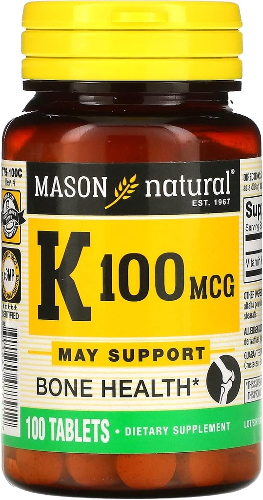 MASON NATURAL Vitamin K, 100 mcg, 100 Tabletten