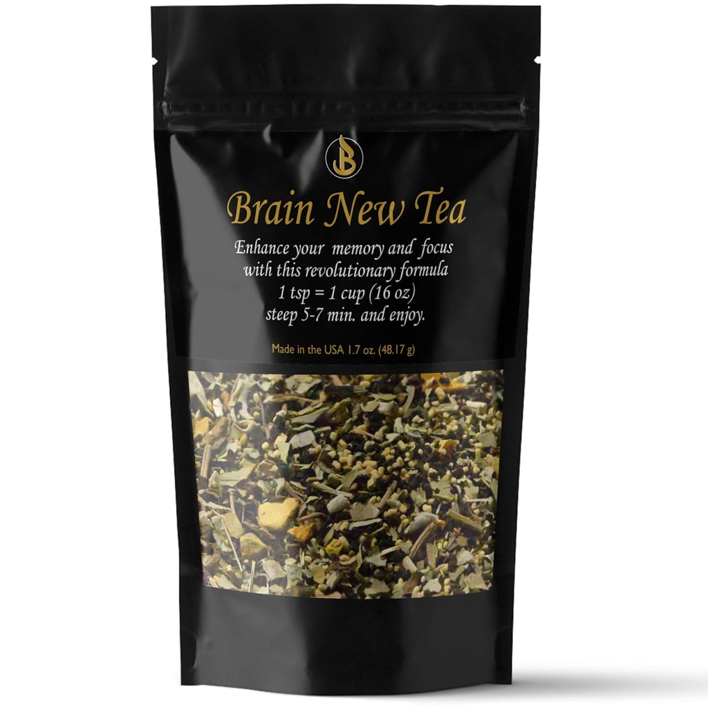 Brain New Tea - Ruh Clarity, Memory & Focus Boost, Nootropic, Bacopa, Yerba Mate, Rhodiola Rosea, Gingko Biloba, Gotu Kola, Reishi ilə Brain Fog Yardım.
