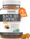 Čierne semená Oil Gummies - Natural Ginger Ale Flavor (non-GMO & Vegan) Studená Nigella Sativa Producing Pure Black Cumin Seed Oil - 500mg per 2 Gummy Serving