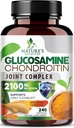 Glucosamine Chondroitin MSM 2100mg מורכב - תוספת תמיכה משותפת עבור ניידות משותפת ונוחות לגברים ונשים עם Turmeric & Boswellia, תוספת משולשת גלוקוזאמין - 240 קפסולות
