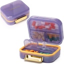 Toplive 7 Compartments Portable Pill Organizer Travel Medicine Pill Organizer, Moisture Proof Small Pill Case Pocket Pill Holder Daily Pill Container Box for Fish Oil Vitamins, Purple