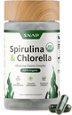 Snap Suplimente Spirulina organică și Chlorella - Proteina bogat albastru verde Algae Superfood Supliment pentru energie și suport imunitar, 120 Capsule vegetariene (30 Servings, 1 lună de aprovizionare)