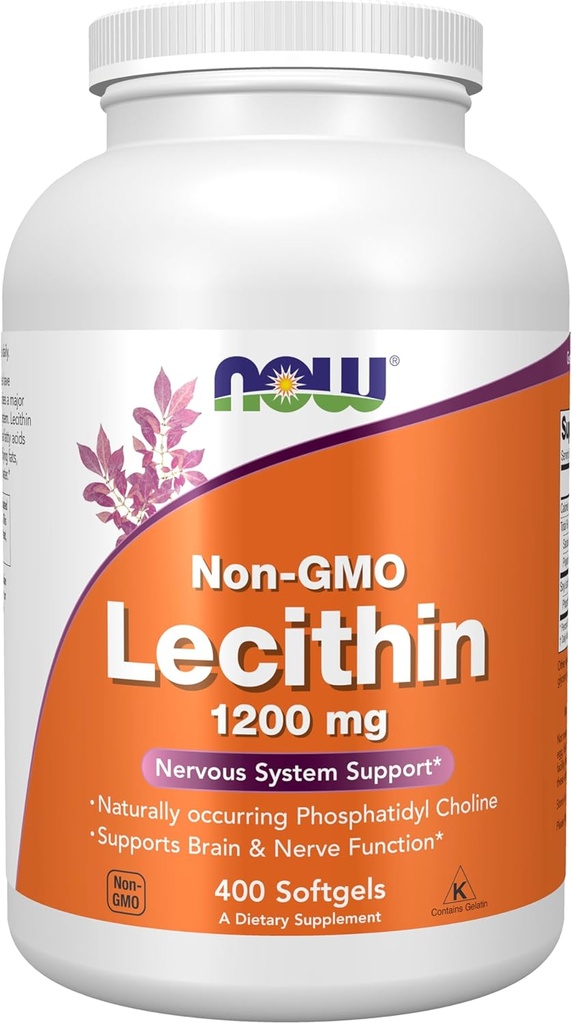 NOW Хранителни добавки, Lecitin 1200 mg с естествено срещащи се Phosphatidyl Choline, 400 Softgels