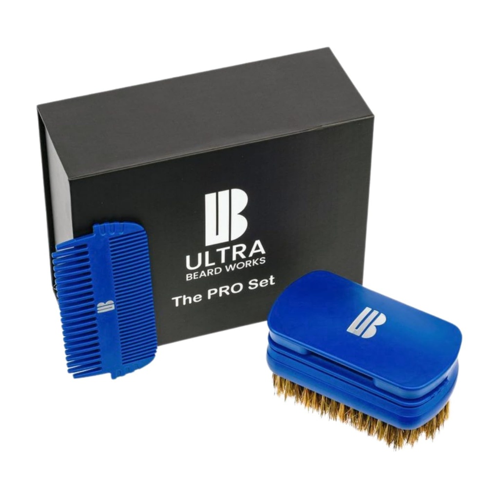 Magnetized 'Pro' Beard Kit - Mirror, Boar Bristle Brush, Two Combs와 궁극적 인 3-in-1 분리 가능 세트