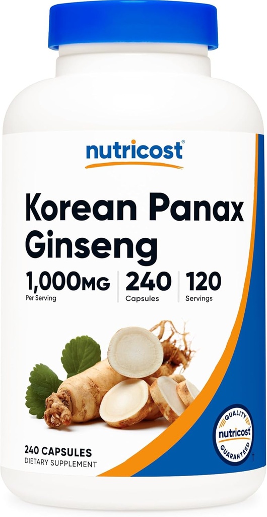 Nutricost Korea ženšenn 1000mg serveerimine, 240 kapslit - 500mg kapsli kohta, 120 serveerimist - Korea Panax Red Ginseng - Gluteenivaba & Non-GMO