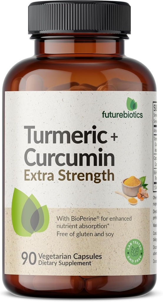 Futuregrancy Turmeric + Curcumin 1500 MG per Serving, Antioksidant, Dukungan Gabungan & Ditraffic dengan BioPerine untuk Intake Nuklir, Non-GMO, 90 Vegetarian Capsules