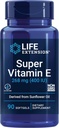 Life Extension Super ויטמין E, 268 מ"ג (400 IU), תוסף ויטמין non-Synthetic E מקדם בריאות מלאה-Body, Gluten-Free, non-GMO, 90 Softgels