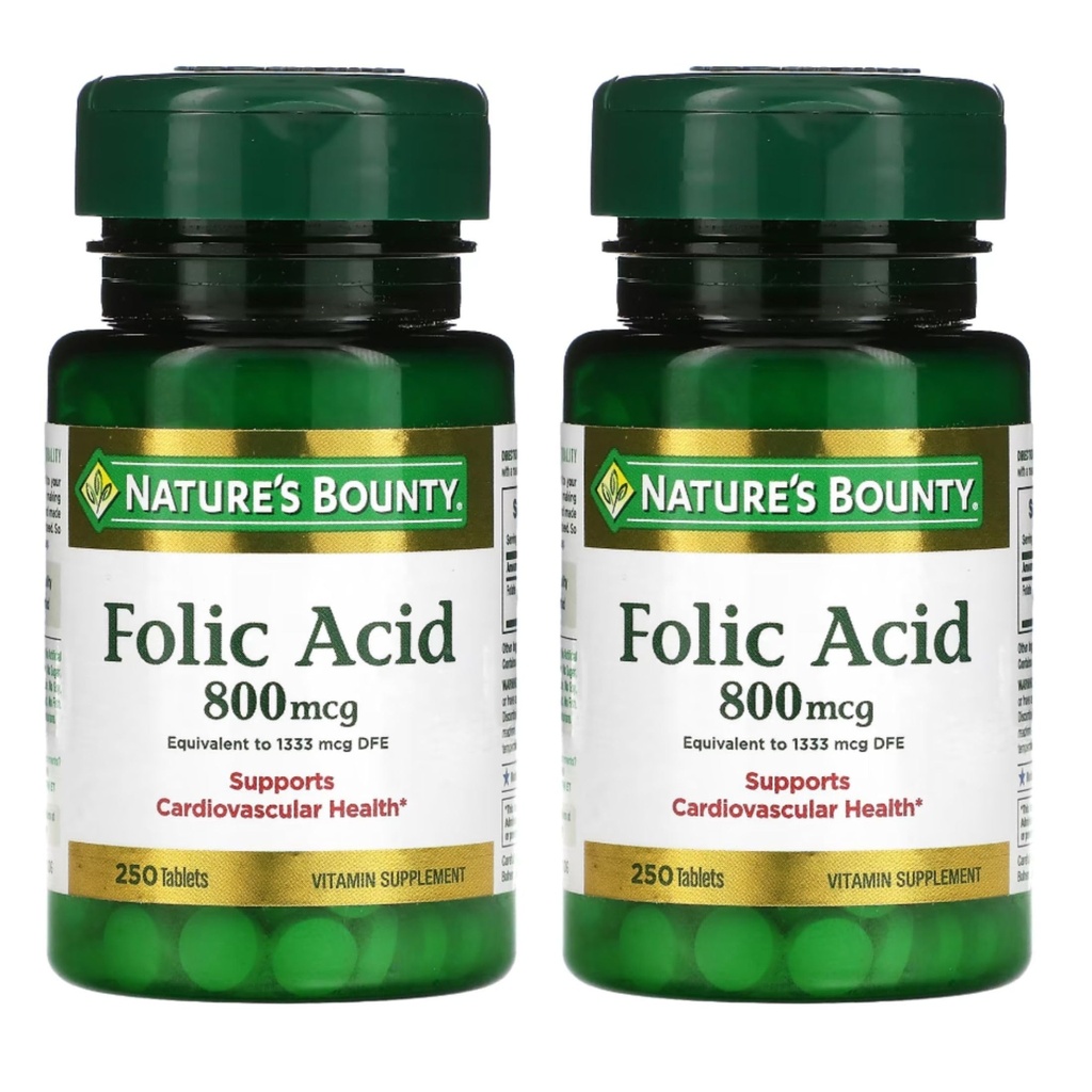 Nature's Bounty Folic Acid 800 mcg Tablets Maximum Strength 250 ea (Pack of 2) in Pakistan