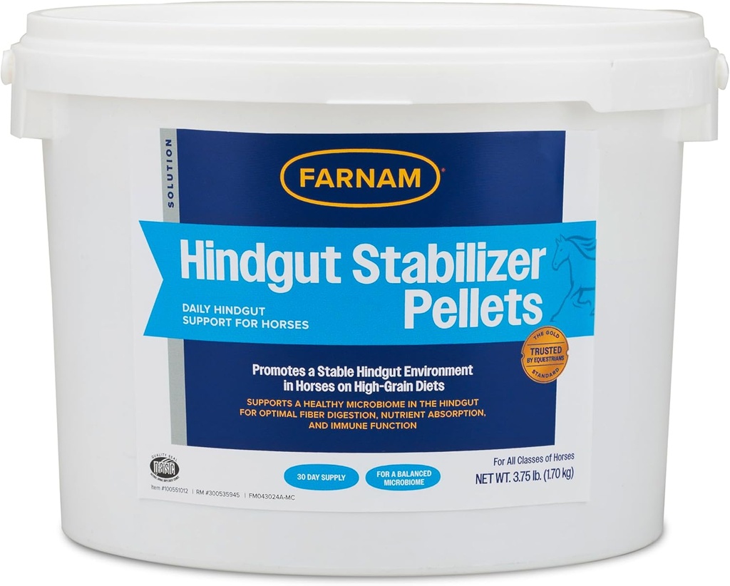 Farnam Hindgut Stabilizer Pellets, Daily Digestive & Immune Supplement för hästar hjälper till att upprätthålla en balanserad mikrobiom för optimal utmattning