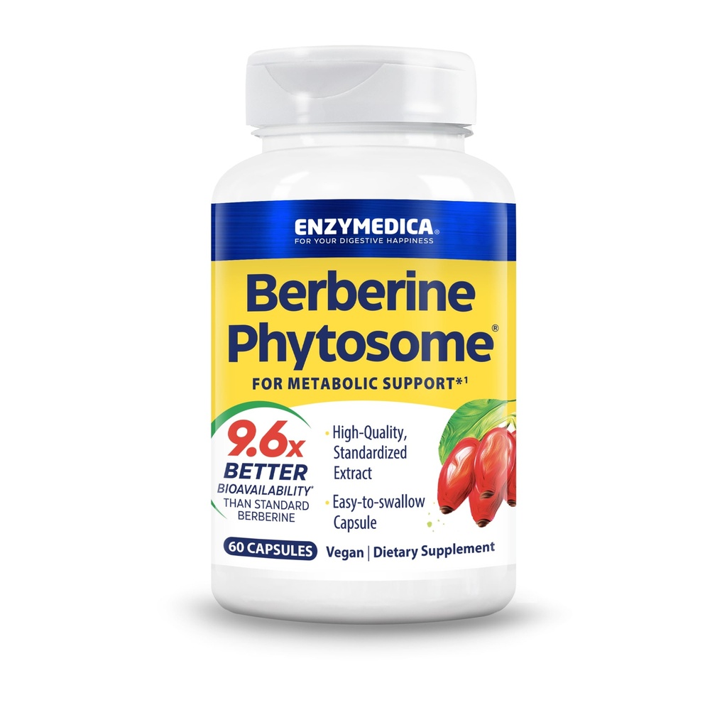 Enzymedica Berberine Phytosome High Absorption Supplement - Berbevis Berberine Phytosome Capsules for Men & Women, Bioavailable Formula, Natural Metabolic Health Support, Vegan, Gluten Free - 60 Caps
