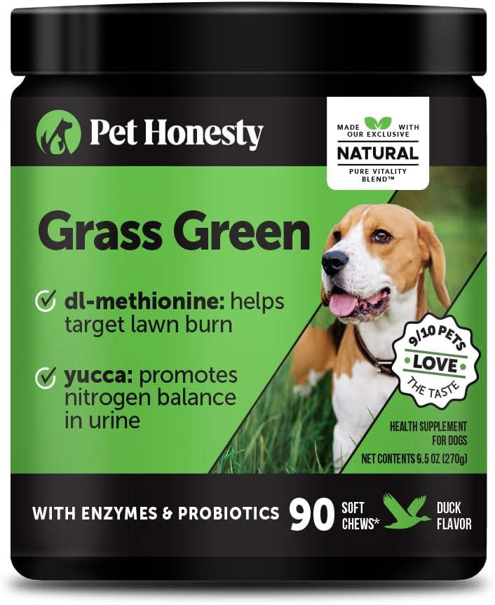 Grass Green Dog Chews - нейтрализатор мочи для газона, собачья гороховая трава помогает ярду оставаться зеленым, обращаясь к ожоговым пятнам с пробиотиками и ферментами (утка)