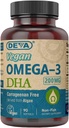DEVA Vegan Omega-3 DHA Supplement, En gang per dag Softgel 200 MG, Carrageenan gratis, Gelatin gratis, ikke-fish, algae olje, Omega-3 fettsyrer - 90 Softgels