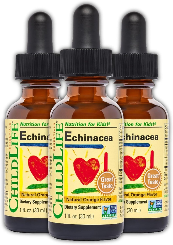 Umeentzako Echinacea - Kids Echinacea Drops, Liquid Tincture, Alcohol Free Supplement for Babies, Toddlers, Children - Natural Orange, 1 Fl Oz (Pack of 3)