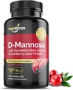 D-Mannose 1500mg, 댄 델리온 허브와 크랜베리 추출물, UTI 지원을 위한 자연적인 Urinary Tract Cleanse, Flushing 및 Detoxing를 가진 120의 캡슐, 남자와 여자를 위해.