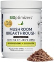 BIOptimizers Mushroom Coffee Alternative - Txokolate-edariak - Lion's Mane, Chaga, Reishi + Collagen Peptides for Focus, Energy & Gut Health - Onddo moldakogenoak eta MCT Hautsa - 15 Zerbitzu