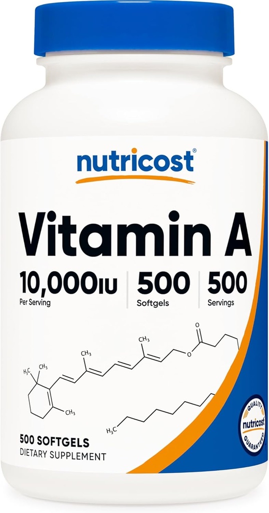 Nutrikost Vitamiin A 10 000 RÜ, 500 Softgeli kapslit