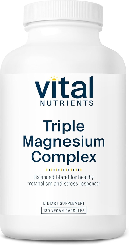 Vital Nutrients Triple Magnezyum Kompleksi | Vegan Glycinate, Malate & Hoffman 250mg | Stres, Kas, Kalp, Bone Support | 180 Capsules