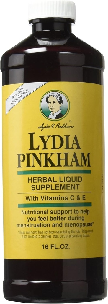 Lydia Pinkham Liquid Herbal Supplement for Menstruation and Menopause Support, 16 Ounce