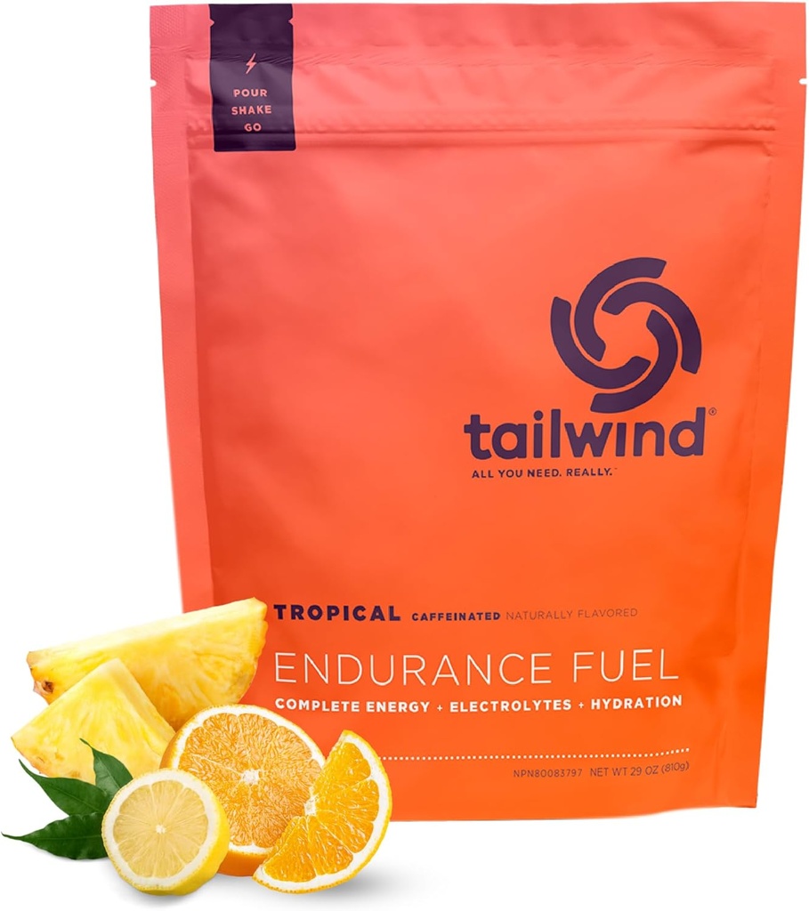 Tailwind nutrition Endurance Fuel, Carbohydrate & Electrolite Sports Drink Powder, Gluten- Free, Vegan, Buzz Tropical, 30 Servis (Caffeinated)