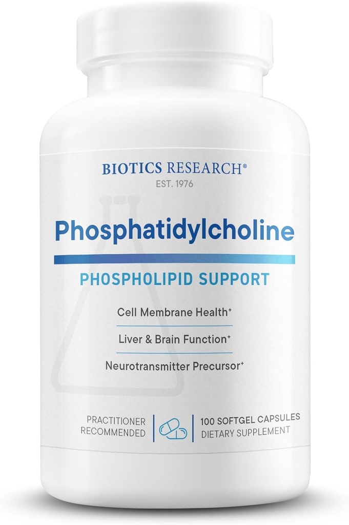 Biotics Research Phosphatidylcholine 420 mg/softgel, Healthy Cognitive Function, Derived from Lecithin, Съдържа Choline for Neurotransmitter Acetylcholine, 100 Servings