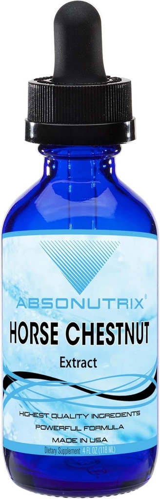 Absonutrix Horse Chestnut Extract 550 mg 4 Oz gouttes, 200 portions, aide à détoxifier, améliore la circulation, tiers testé, soutien général de la santé, stimulation nutritionnelle, fabriqué aux États-Unis