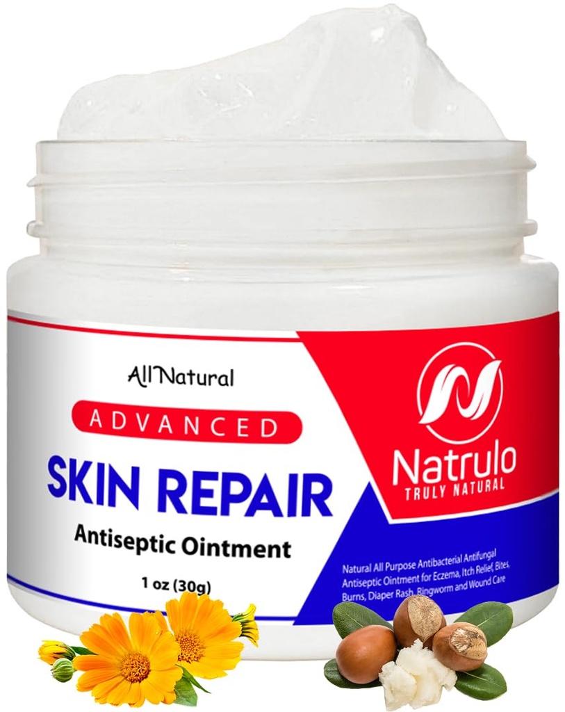 Natrulo Skin Repair Cream 124; Natural All Formål Salve til Eksem, Itch Relief, Bites, Burns, bleudslæt, Ringorm, Sårpleje 124; Reparation Redning Skincare Salve