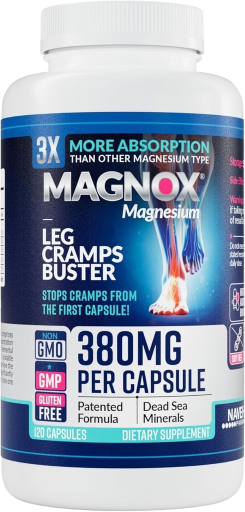MAGNOX ® Lábszárpépek Buster 124; 380mg Magnézium a Lábszárponyvákhoz az éjszaka 124; Magnéziumpótlás az izmokhoz