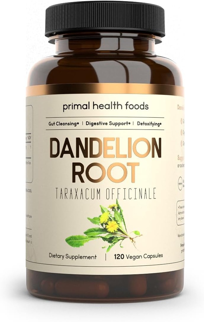 Organic Dandelion Root 1000 mg ; Digestive Support, Attīrīšana un Detox ; Veģetārietis, nav GMO